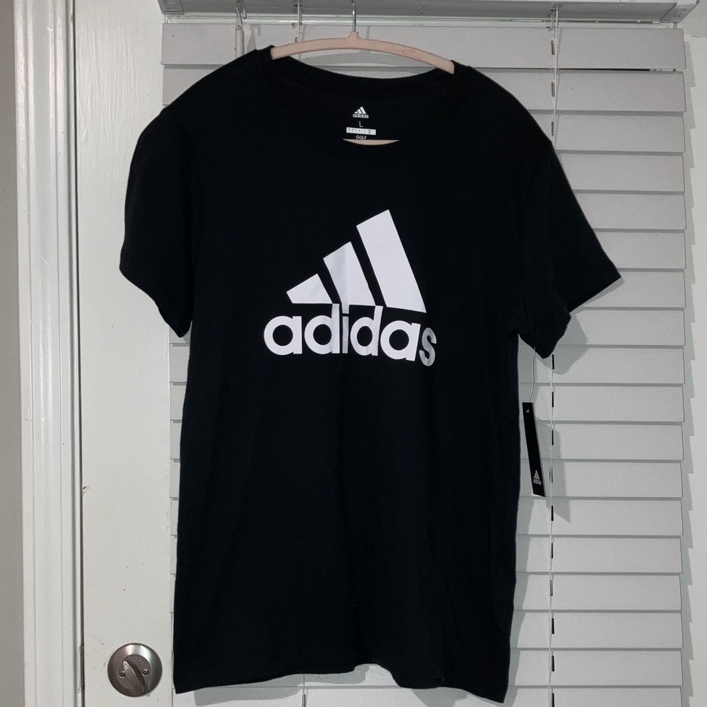 Adidas Men's Black and White Logo Tee